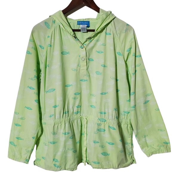 fresh produce Tops - Fresh Produce Tiny Fish Jacket Size L Broadcloth Andorak Top Pullover Womens